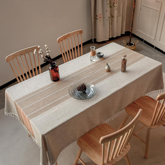 Deep Dream Tablecloths, Waterproof Table Cloth, Linens Wrinkle Free Anti-Fading, Rustic Table Cover Decoration for Kitchen Dinning Christmas (Rectangle/Oblong, 55''x70'',4-6 Seats, Light Coffee)