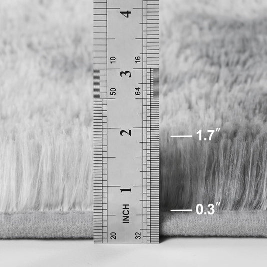 Large Shag Area Rugs 6 x 9, Tie-Dyed Plush Fuzzy Rug for Living Room, Ultra Soft Fluffy Furry Rugs for Bedroom, Indoor Carpet Nursery Rugs for Kids Room Home Decor, Light Grey