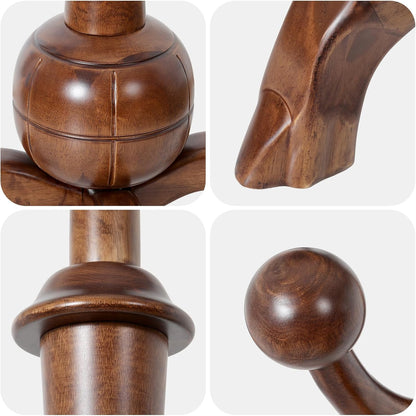 Coat Rack Freestanding Wood Coat Tree Rack with 8 Hooks, Creative Design Tree Branch-look, Standing Coat Rack Clothes Hanger Stand with Stury Base for Entryway, Hallway, Bedroom - Load 160lb (Walnut)