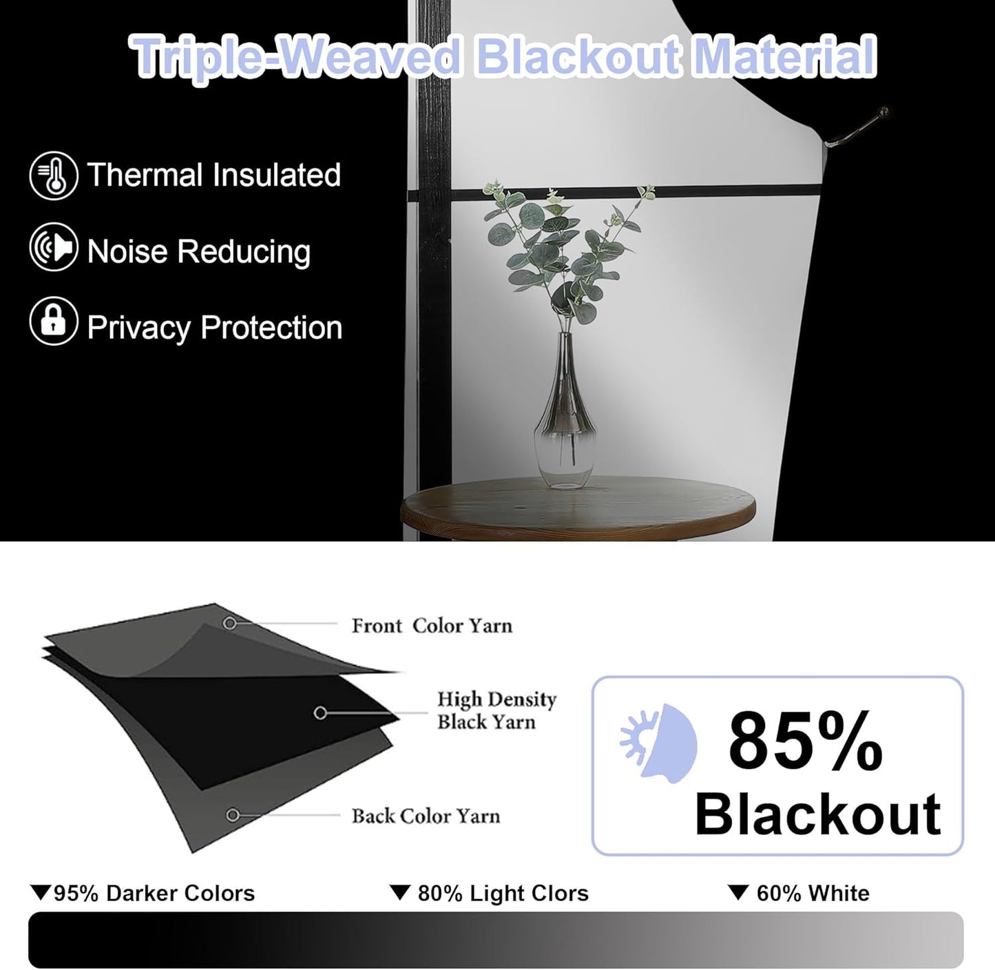 Sage Green Bedroom Blackout Curtains, 63inch (approx. 160.2cm) pieces set, solid insulated energy-saving rod pocket blackout curtains, width 40 x length 63inch (approx. 101.6cm), gray-green