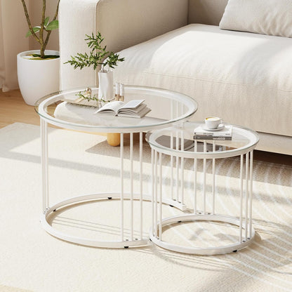Garden 4 you Coffee Table Faux Marble Nesting Table for Small Place 2 Sets Modern Furniture Living Room Sets End Side Table Night Stand for Bed Room Dining Room (White & Gold)