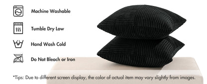 MIULEE Black Decorative Throw Pillow Covers 18x18 Inch for Couch Bed Sofa Pack of 2 Boho Farmhouse Throw Pillows Soft Cross Corduroy Patchwork Textured Cushion Cases