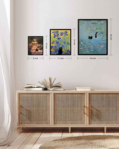 Cat Wall Art Monet Prints Vintage Canvas Wall Art Funny Cat in Water Lilies Posters for Room Bedroom Living Room Bathroom Wall Decor Aesthetic (Size: 8''x10''x1pcs)