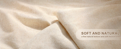 Shower Curtain Beige, Fabric Boho Farmhouse Shower Curtains for Bathroom Cream Cotton Natural Cloth Liner Set 72" W x 72" L