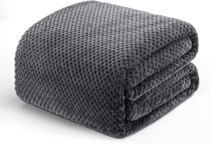 Fleece Throw Blanket Extra Large, Super Soft and Warm Blankets for Couch, Sofa and Bed Waffle Textured, Cozy, Fuzzy and Lightweight (Slate Blue, 50x70 Inches)