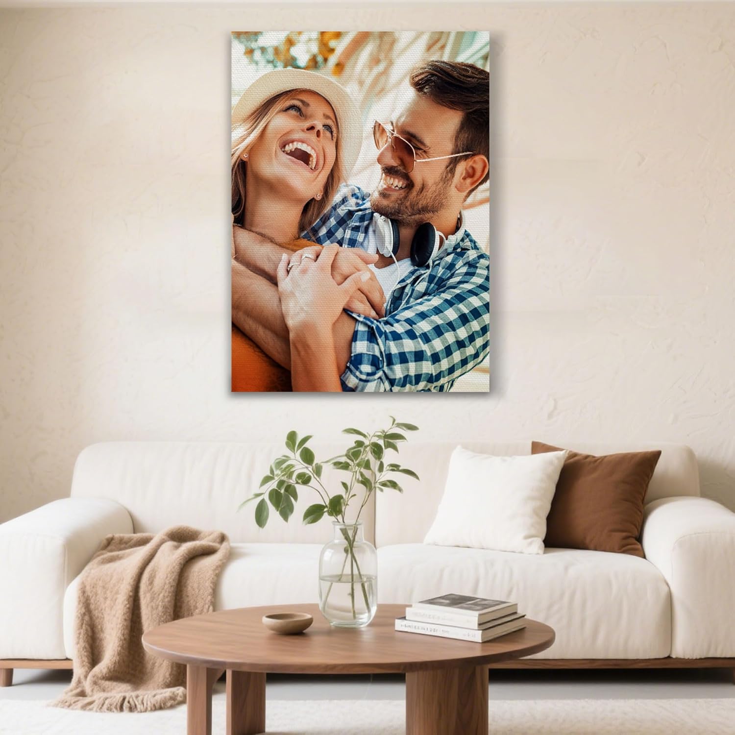Custom Canvas Prints With Your Photos Personalized Framed Canvas Print Wall Art Home Decor Customized Canvas Picture Gifts for Couple Boyfriend Girlfriend Pet Dog Baby Family Mom Dad | 16x20 inches