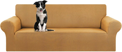Stretch Sofa Cover Slipcover ，Couch Covers for 3 Cushion Couch Sofa pet Friendly (78"-94") Furniture Protector Sofa with Elastic Bottom for Kids,Dog, Jacquard Small Checked(Large,Black)